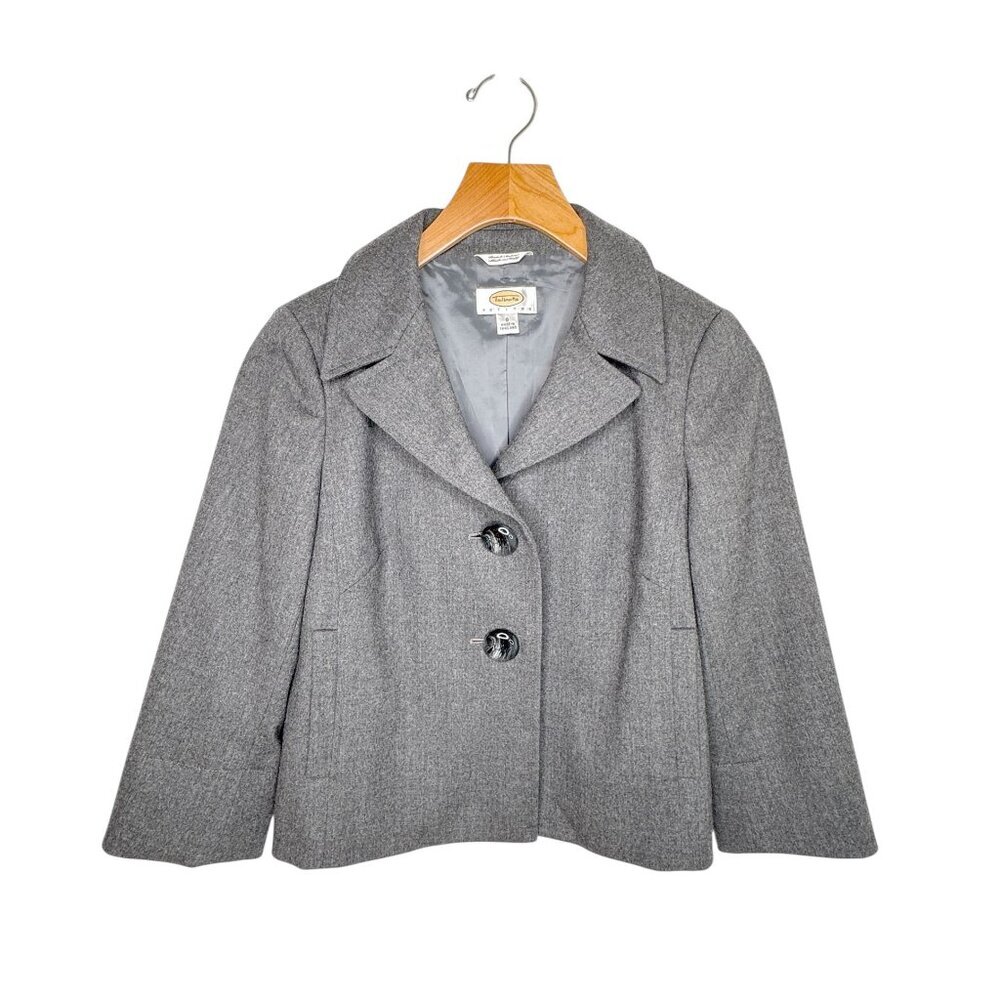 Talbots Gray Wool Flannel Cropped Jacket